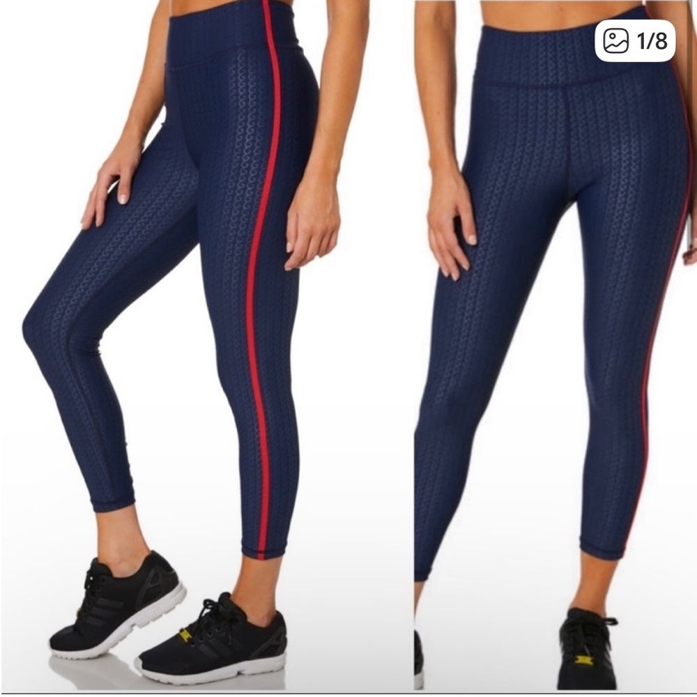 The Upside Blue Leggings with Red Accent